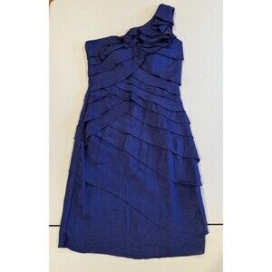 One Shoulder Dress Womens XS Blue Ruffle Going Out Cocktail Night Out Party